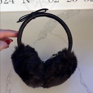 Black Kate Spade Faux Fur Earmuffs with Bow